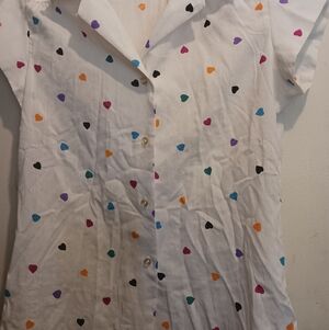 Heart Print Button Down